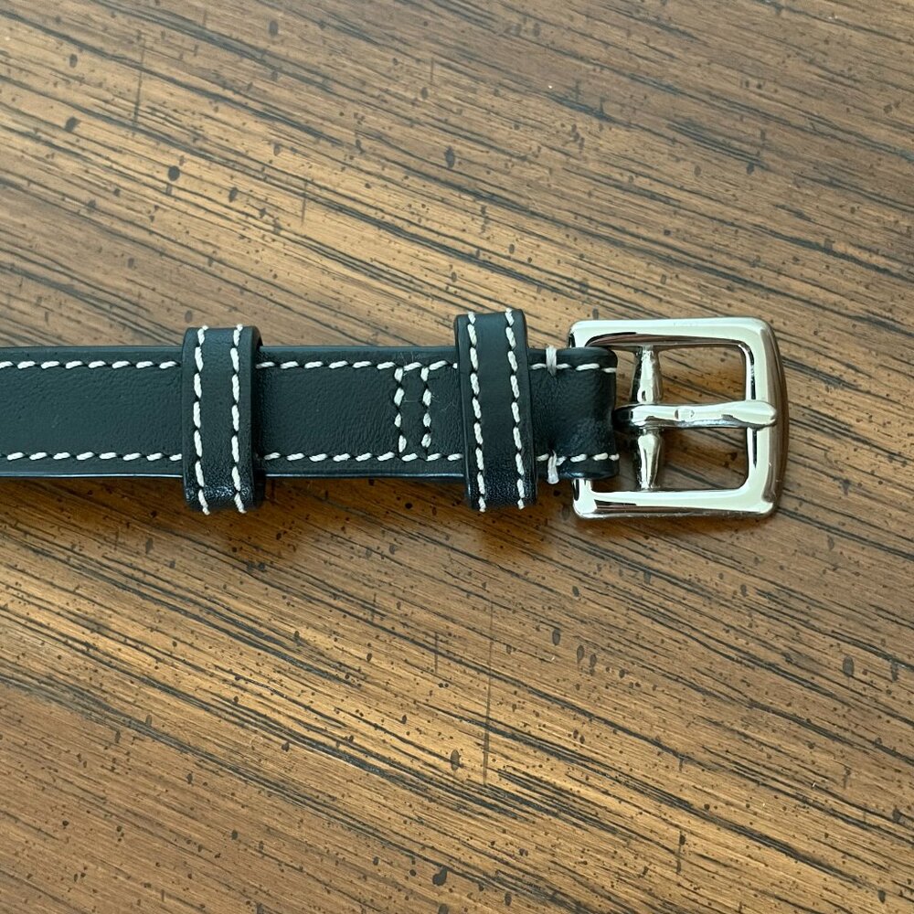 Coach Black Leather Belt with White Contrast Stitching - Picture 2 of 7